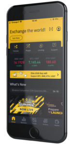 màn hình giao diện Binance trên điện thoại