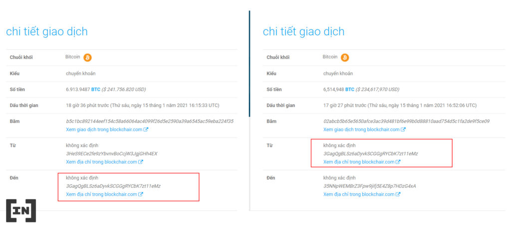 địa chỉ cá voi vừa mua phía trên đã bán 6,515 BTC cho địa chỉ ví khác