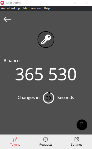 Sử dụng Authy trên sàn Binance.