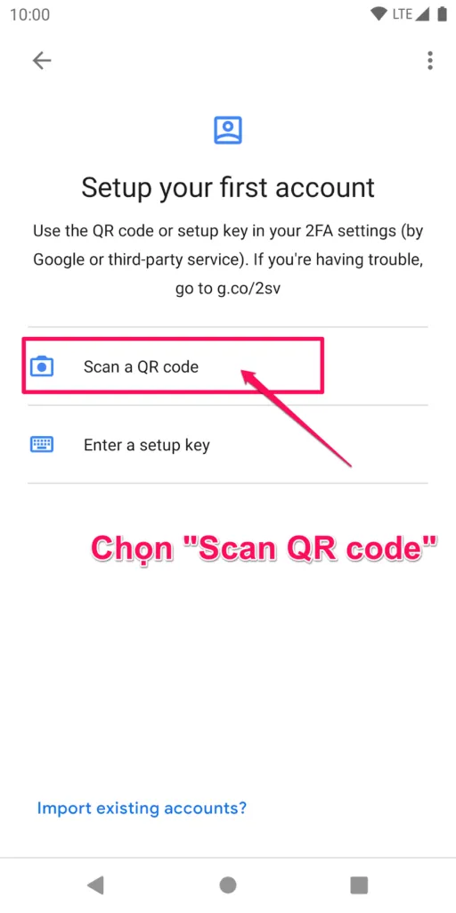 Chọn "Scan QR Code".