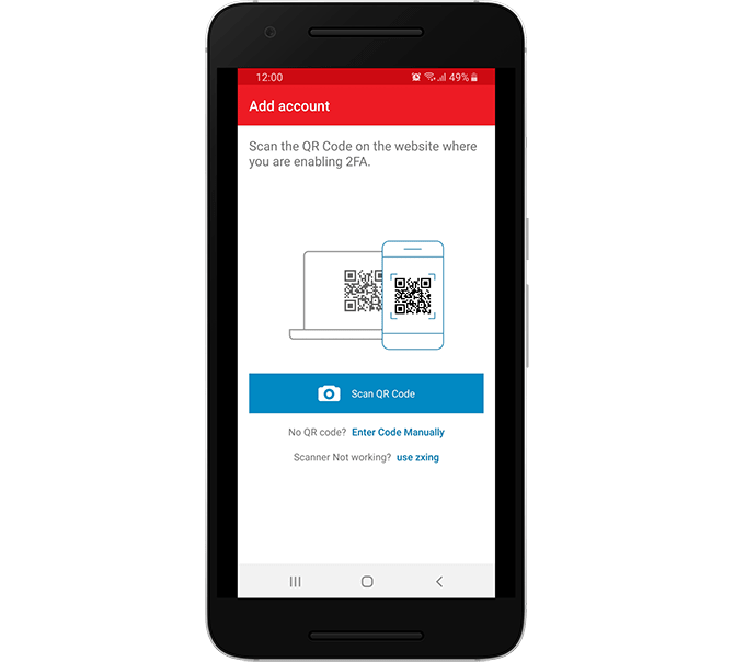 Giao diện scan QR code trên Authy.