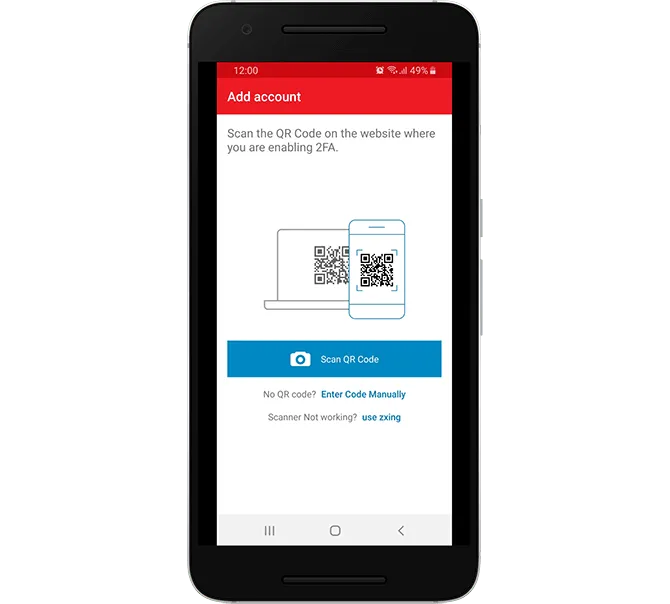 Giao diện scan QR code trên Authy.