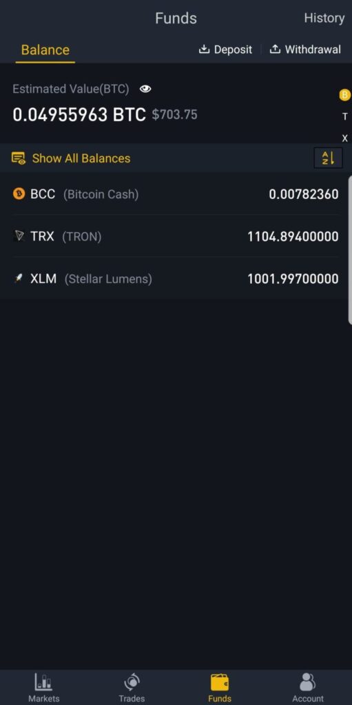 Giao diện Binance Wallet.