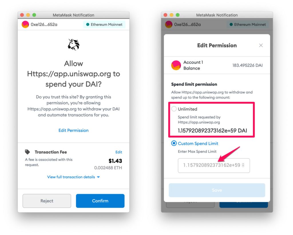 Hãy chọn hạn mức "Custom Spend Limit", đừng chọn "Unlimited". Nguồn: kalis