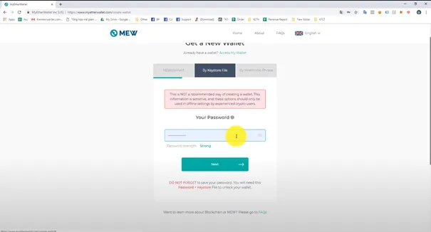 Hướng dẫn tạo ví myetherwallet