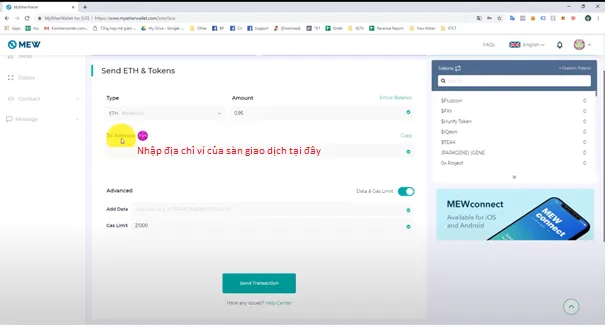 Cách chuyển token từ ví myetherwallet lên sàn giao dịch
