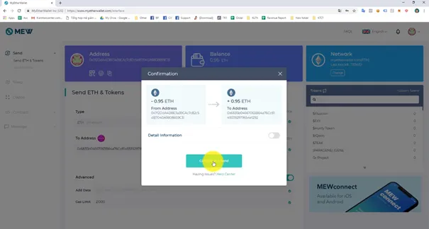 Cách chuyển token từ ví myetherwallet lên sàn giao dịch