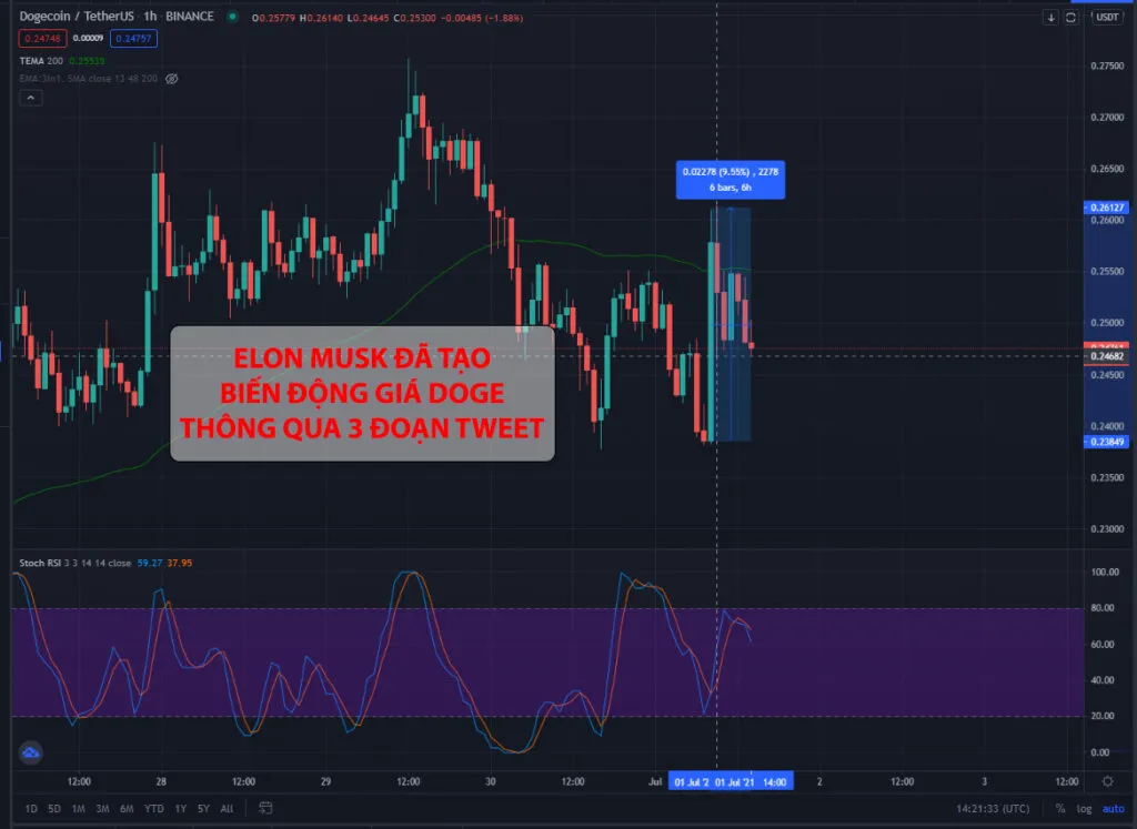Pump giá DOGE thất bại của Elon Musk