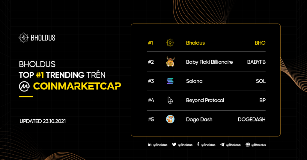 Bholdus: Chặng đường 4 tháng đến Top 1 Trending của CoinMarketCap