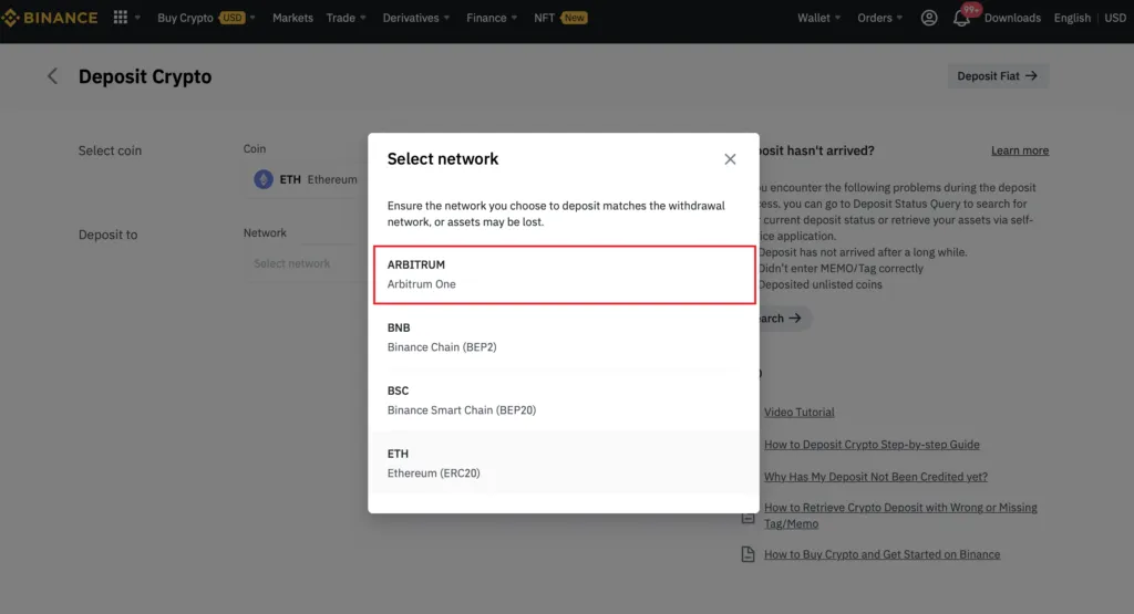 Sàn Binance đã tích hợp thành công Arbitrum One. Nguồn: Binance.