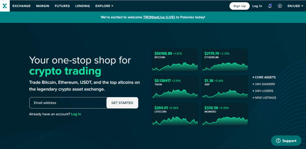 Giao diện sàn Poloniex