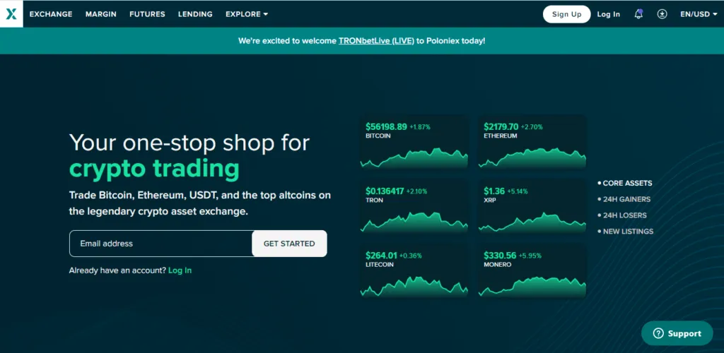 Giao diện sàn Poloniex