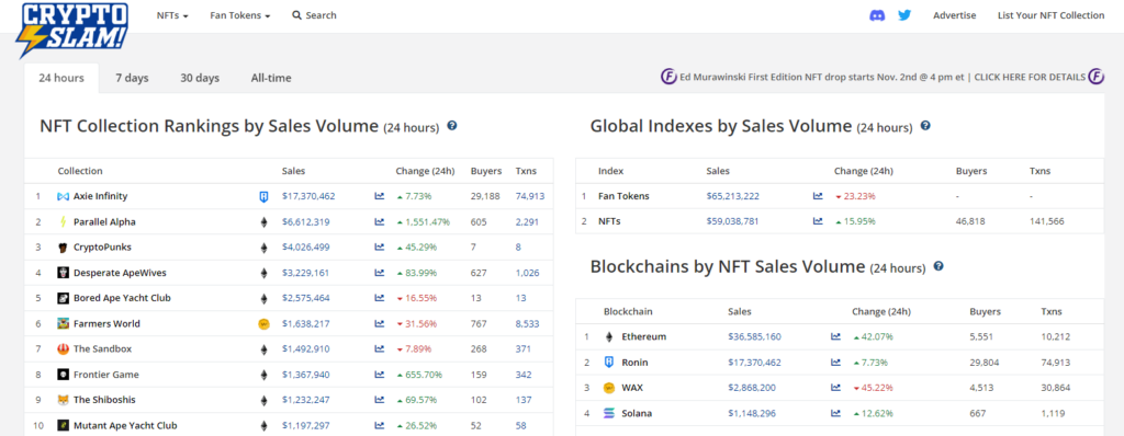 Công cụ CryptoSlam.