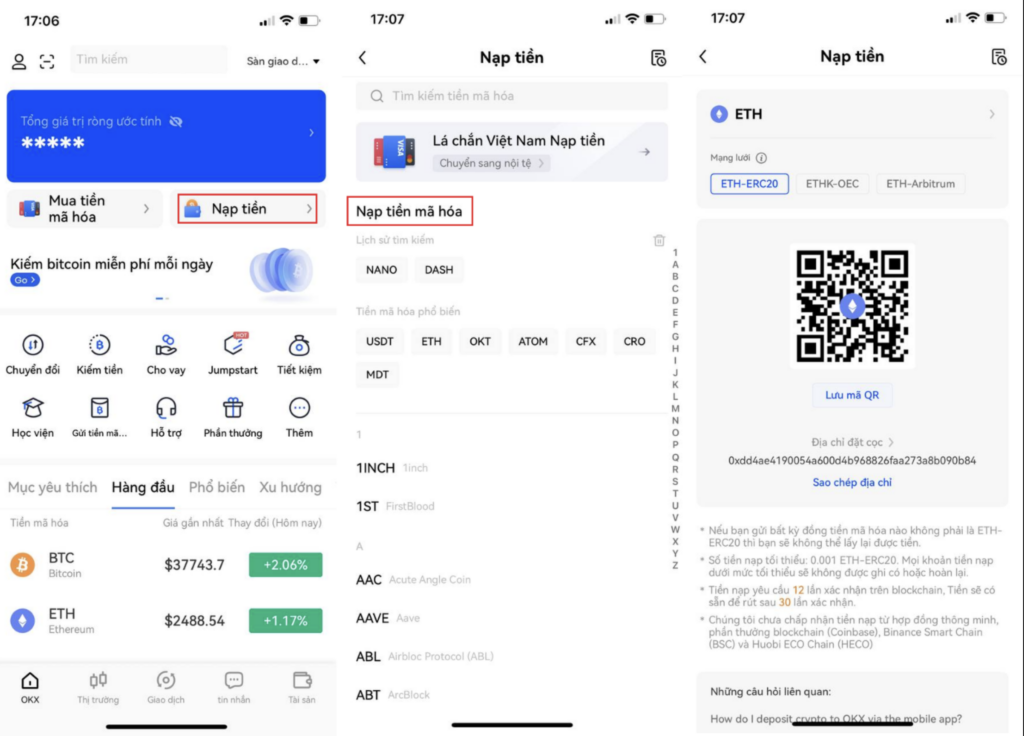 Cách nạp Crypto trên OKX