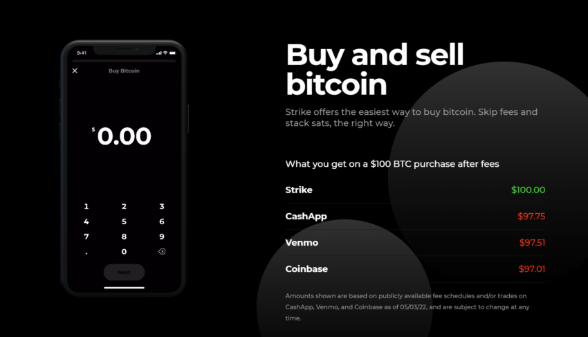 So sánh phí giao dịch khi mua Bitcoin. Nguồn: strike