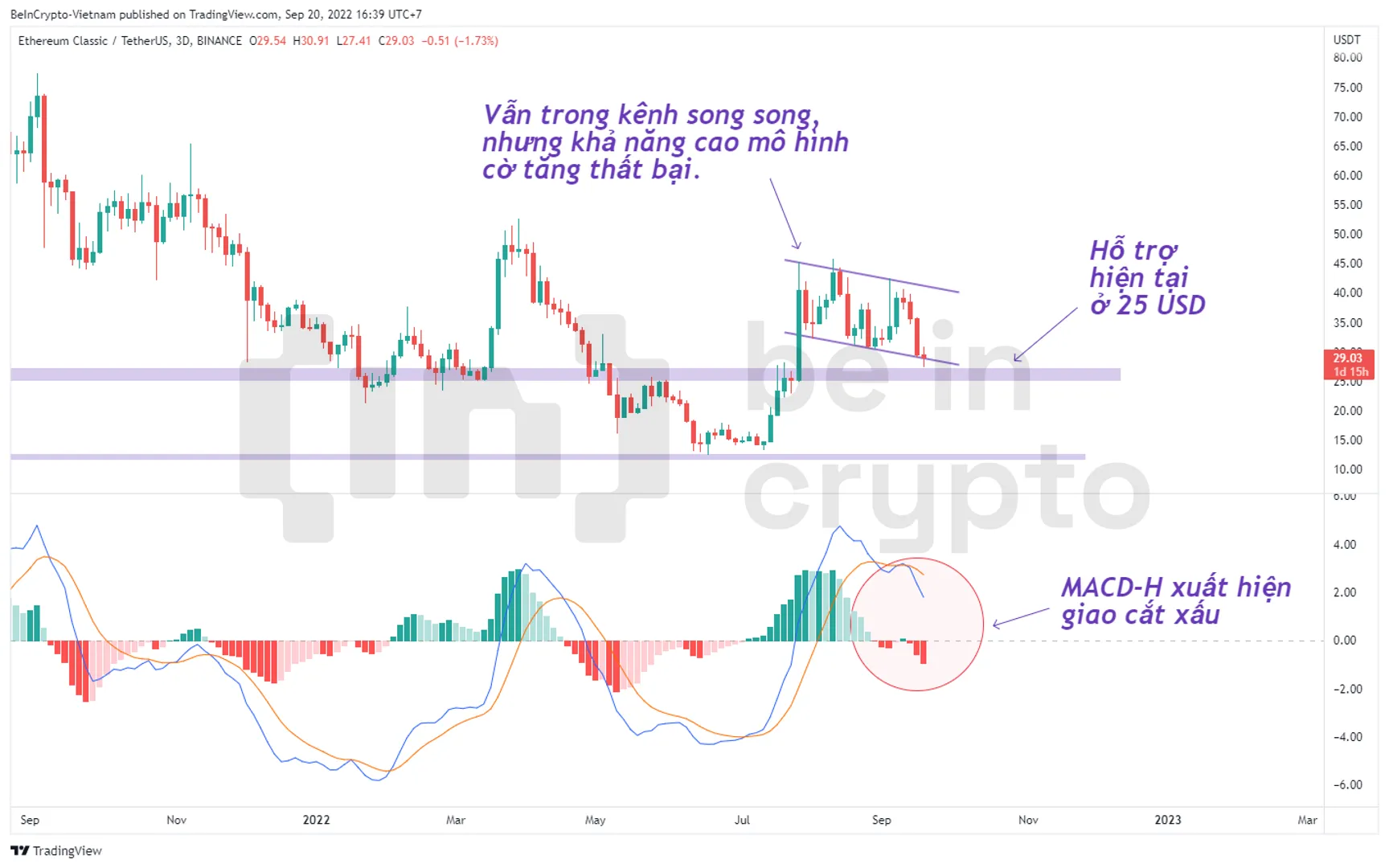 Phân tích kỹ thuật ETC với MACD-H.
