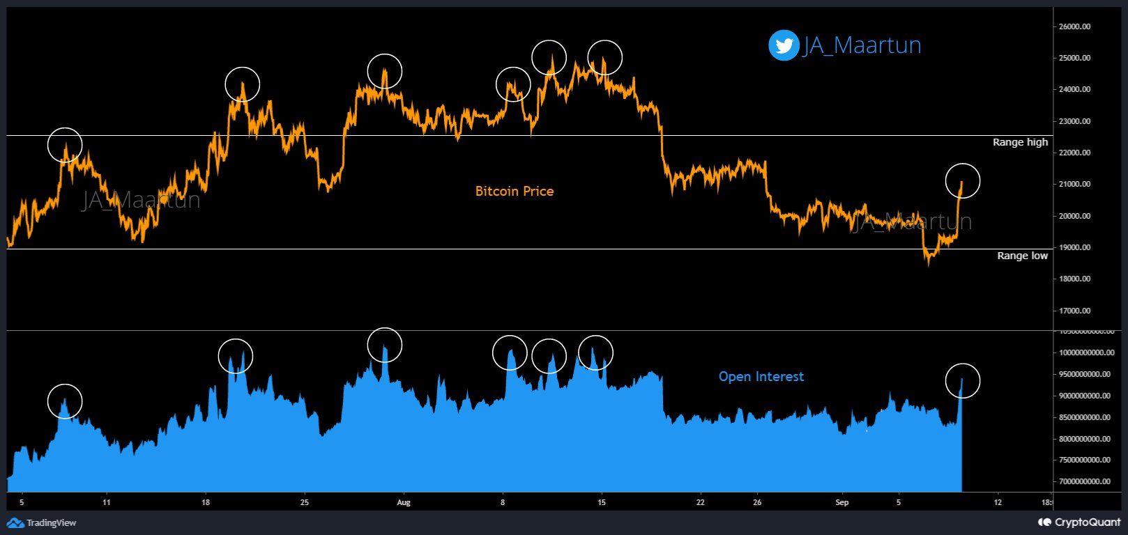 Bitcoin và vị thế mở Long/Short. Nguồn: CryptoQuant/JA_Maartun