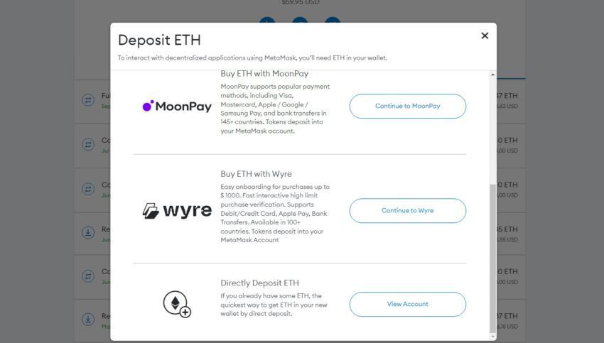 Wyre tích hợp với MetaMask