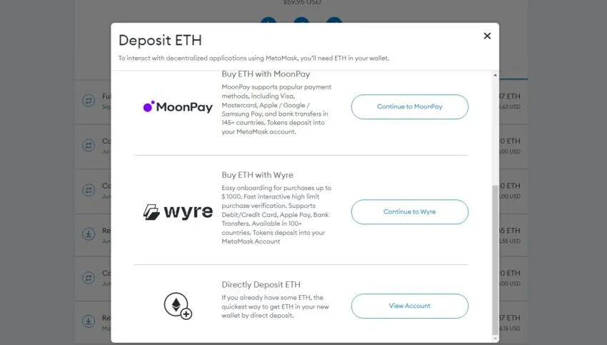 Wyre tích hợp với MetaMask