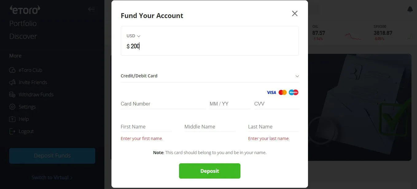 nạp fiat trên etoro