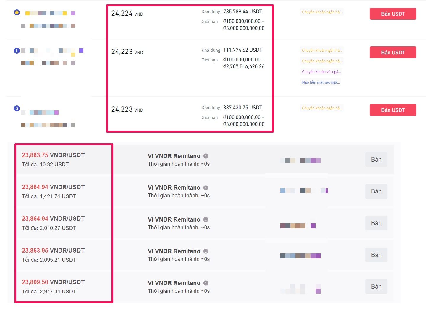Tham khảo giá USD/VND trên các sàn P2P tại Việt Nam.