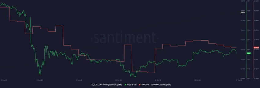 Phân phối nguồn cung ETH theo số dư địa chỉ. Nguồn: Santiment
