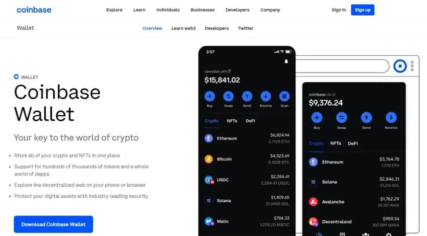 Top 5 ví non-custodial có phiên bản web - Coinbase Wallet