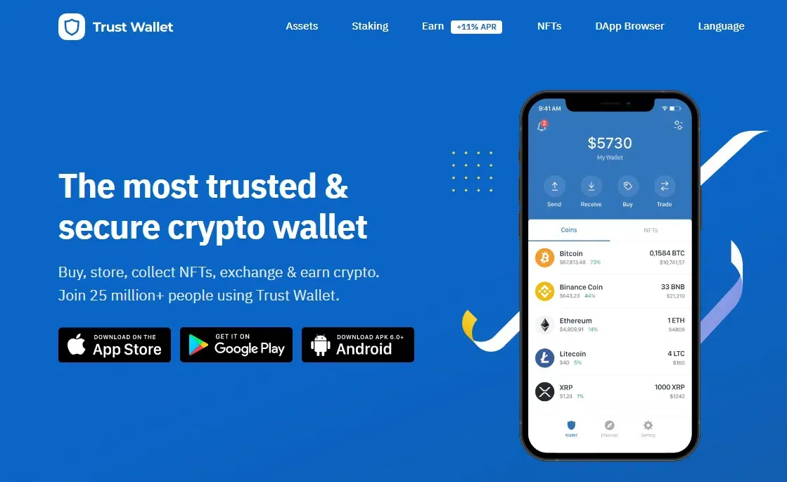 Top 5 ví non-custodial có phiên bản web - Trust Wallet