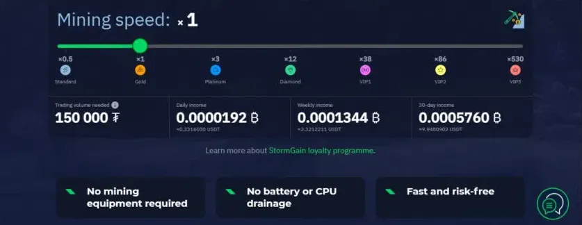 Trang web Cloud mining StormGain