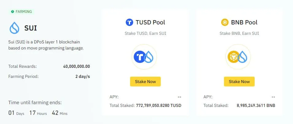 Farm SUI trên Binance Launchpool