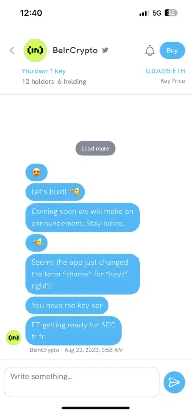 BeInCrypto trên Friend.tech