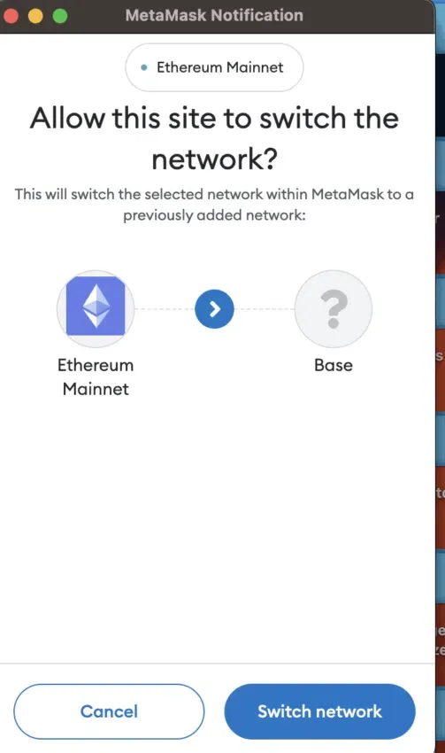 Thay đổi mạng: MetaMask