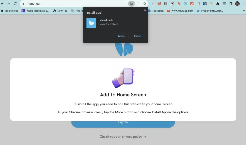Cài đặt Friend.tech trên máy tính để bàn