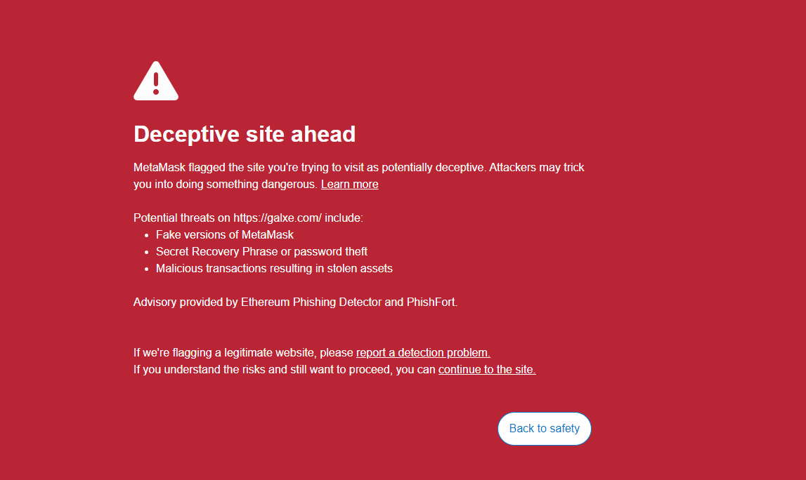 Website của Galxe sau vụ hack