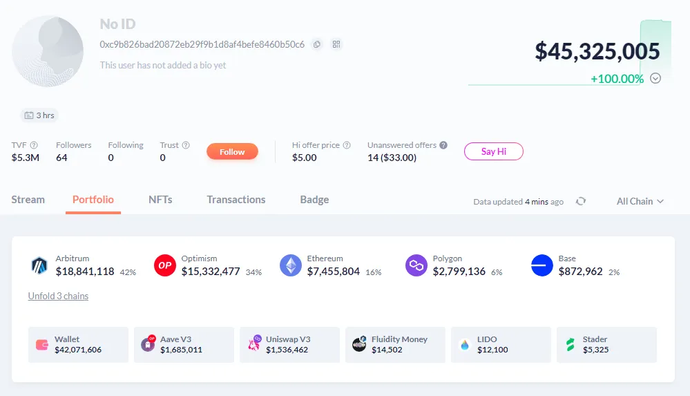 Số dư trên địa chỉ ví được cho là hacker của vụ hack KyberSwap. Nguồn: DeBank