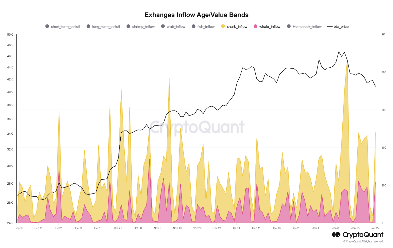 Exchange Inflow Age/Value Band. Nguồn: CryptoQuant/Crazzyblockk