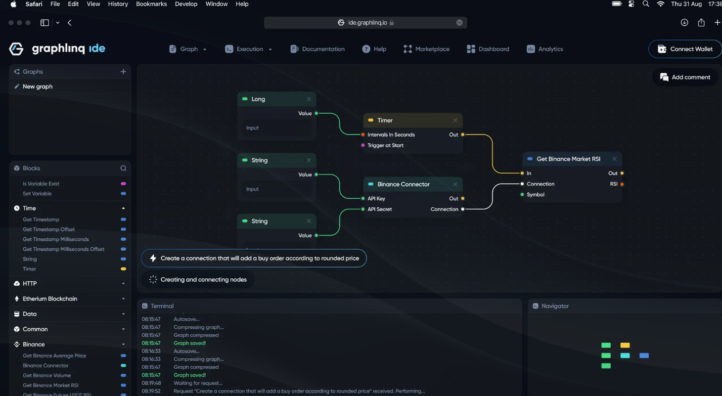 Giao diện Graphlinq IDE. Nguồn: Graphlinq.io