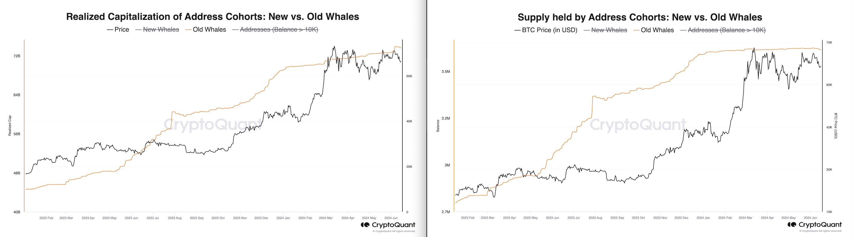 Lượng cung và vốn hóa thực tế của cá voi dài hạn. Nguồn: CryptoQuant