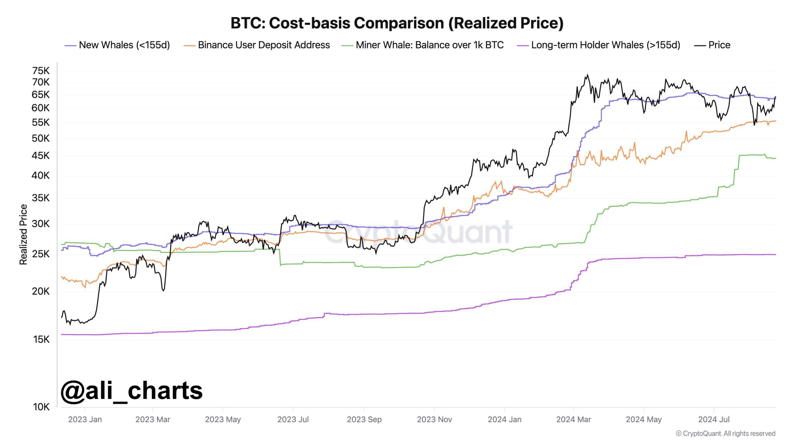 Bitcoin Cost Basic Comparision. Nguồn: glassnode/ali_charts.