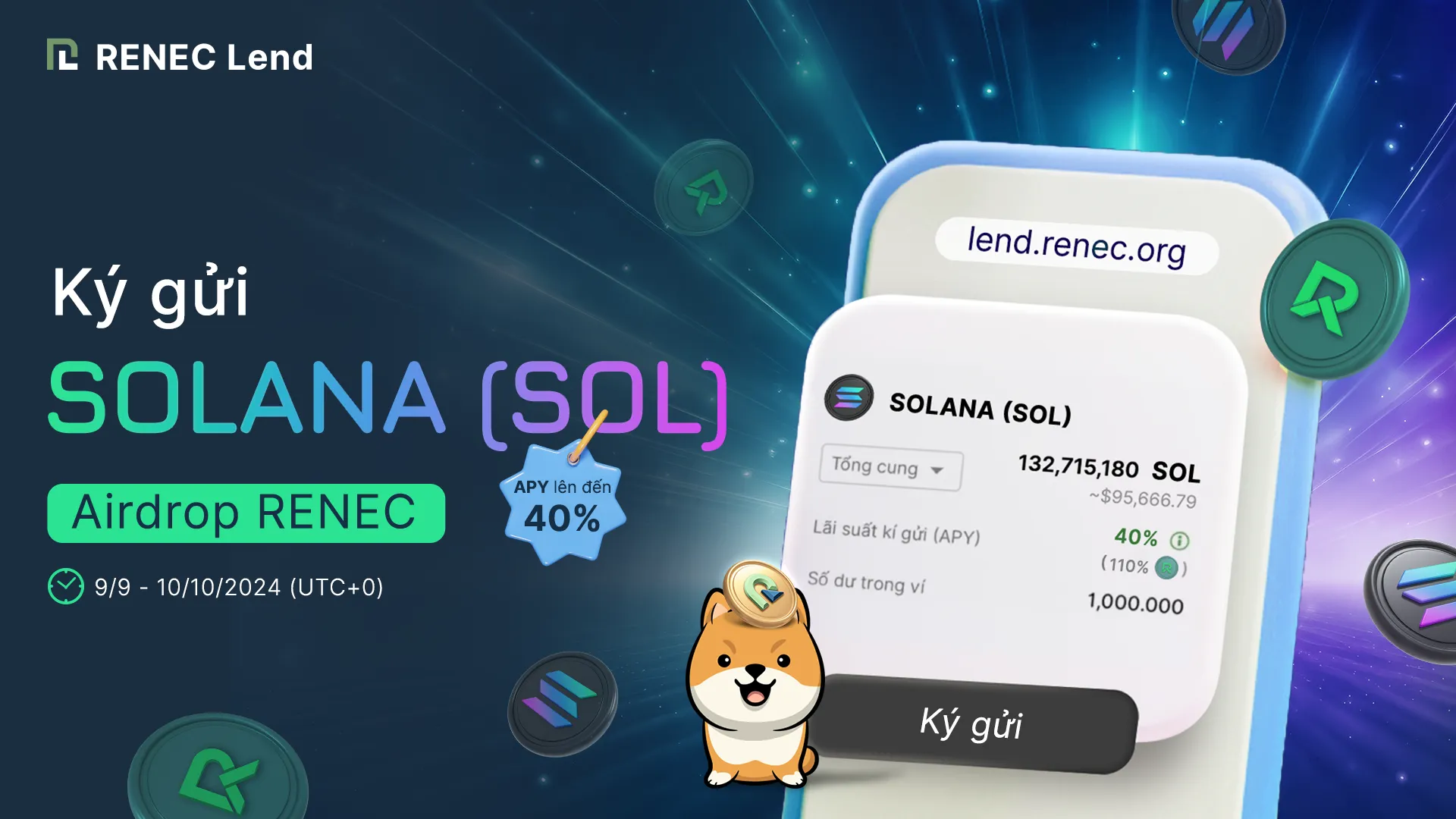 Ký gửi SOL, nhận ngay airdrop RENEC với APY 40%