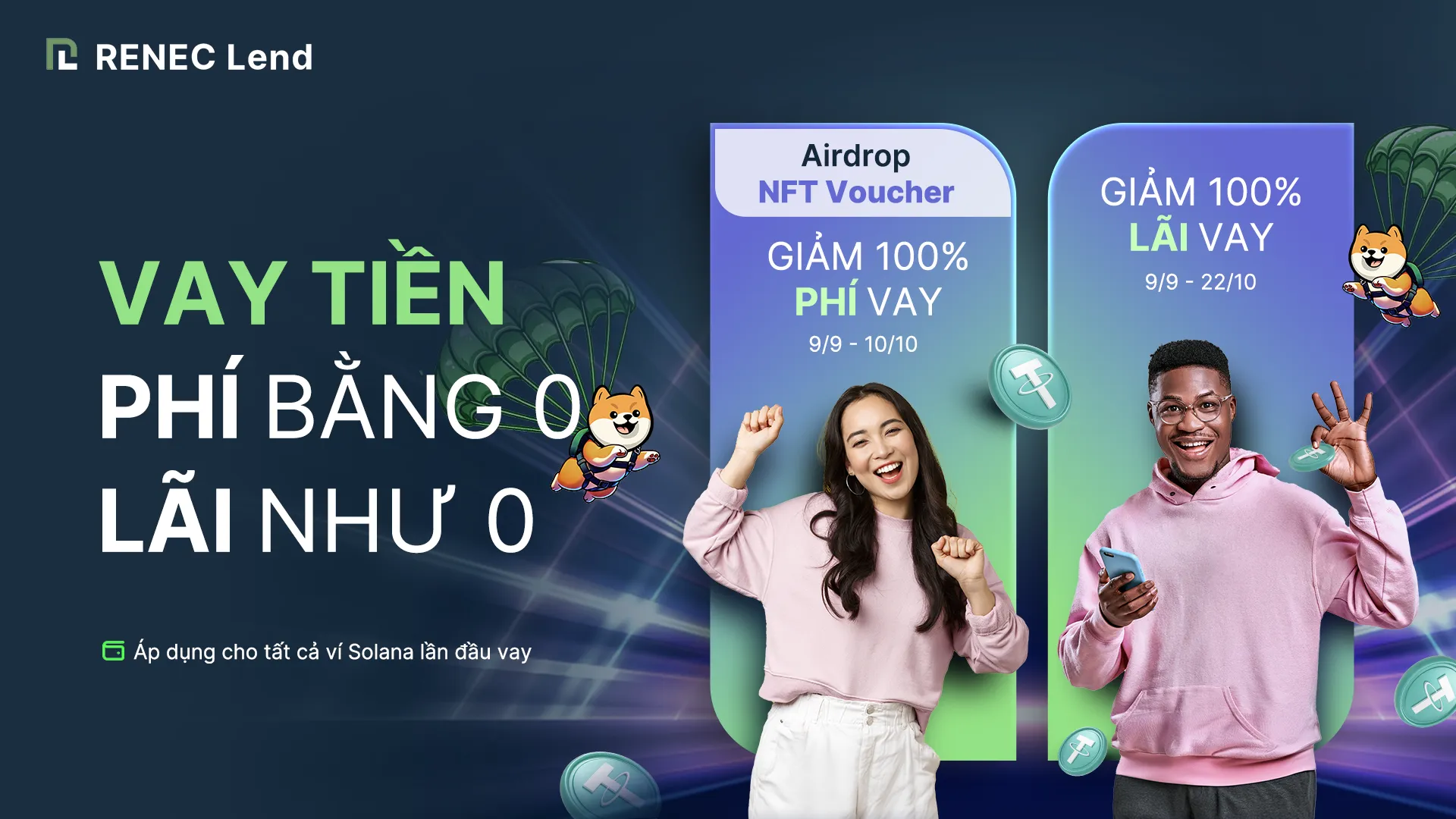 Vay tiền 0 phí, lãi nhẹ như 0 - Airdrop NFT voucher 100% Off cho người mới