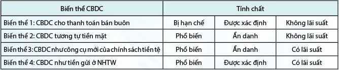 Các biến thể CBDC. Nguồn: Santiago Fernández de Lis, Olga Gouveia (2018)