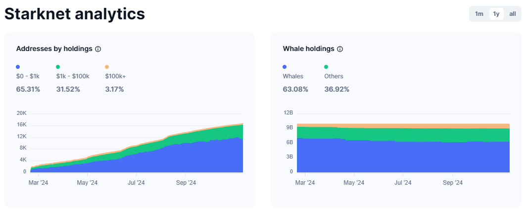 Phân tích cơ cấu nắm giữ STRK của các đối tượng holder. Nguồn: CoinMarketCap.