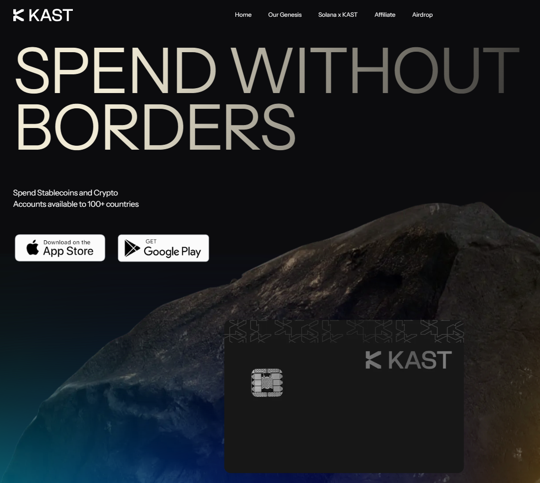 Website chính thức của KAST. Nguồn: kast.xyz