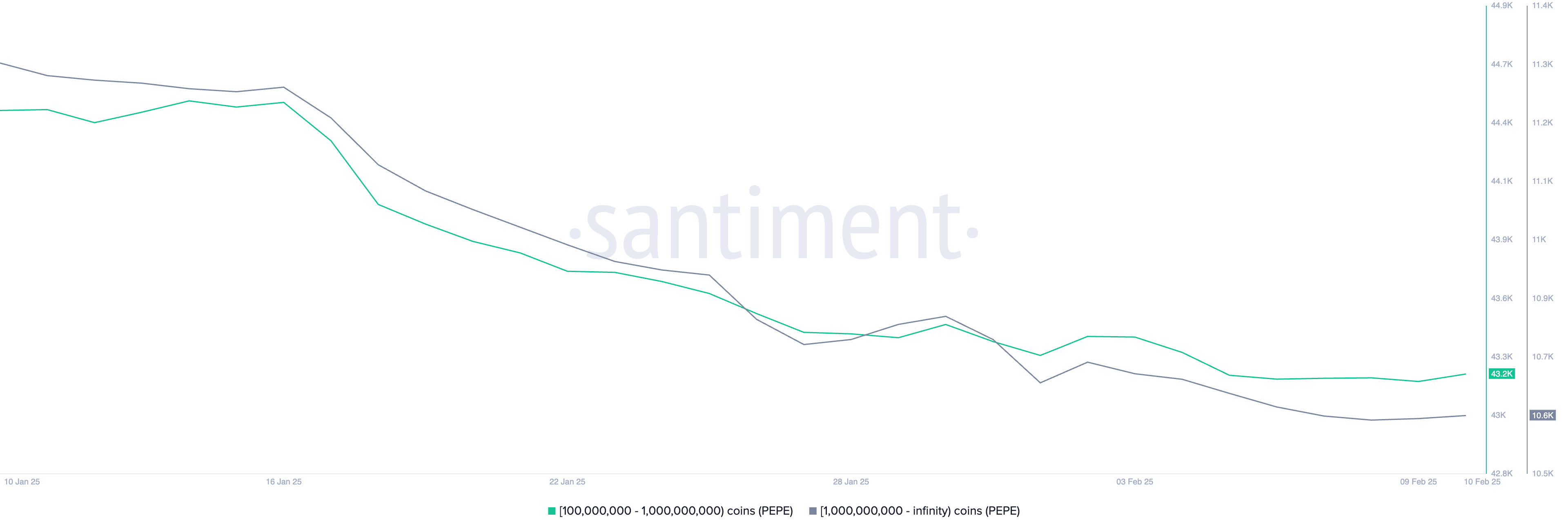 Số lượng địa chỉ nắm giữ ít nhất 100,000,000 PEPE.