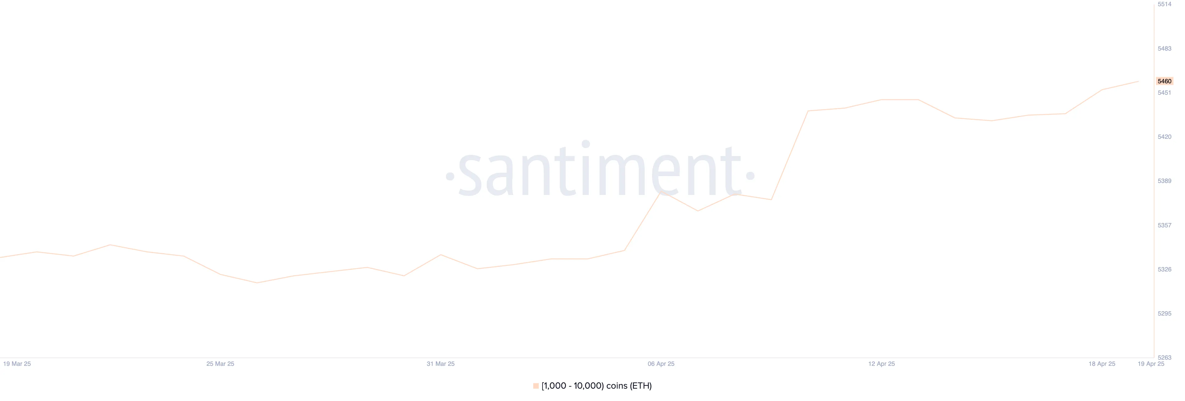 Number of Addresses Holding Between 1,000 and 10,000 ETH.