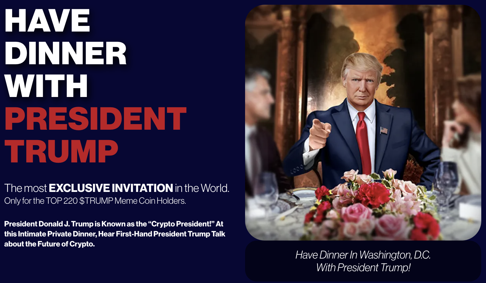 Thông báo chính thức về bữa tối của Trump.