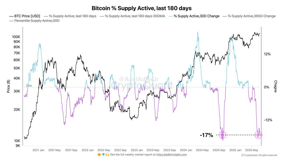 Nguồn cung Bitcoin đang hoạt động. Nguồn: Axel AdlerJr