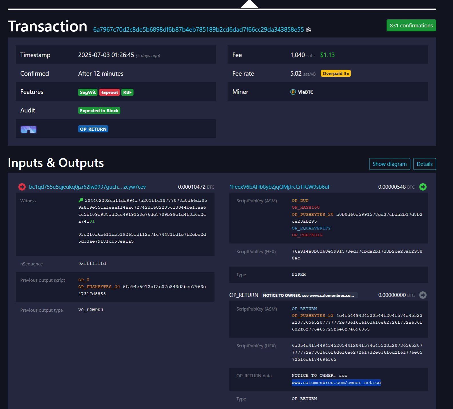 Transactions with an OP_Return output