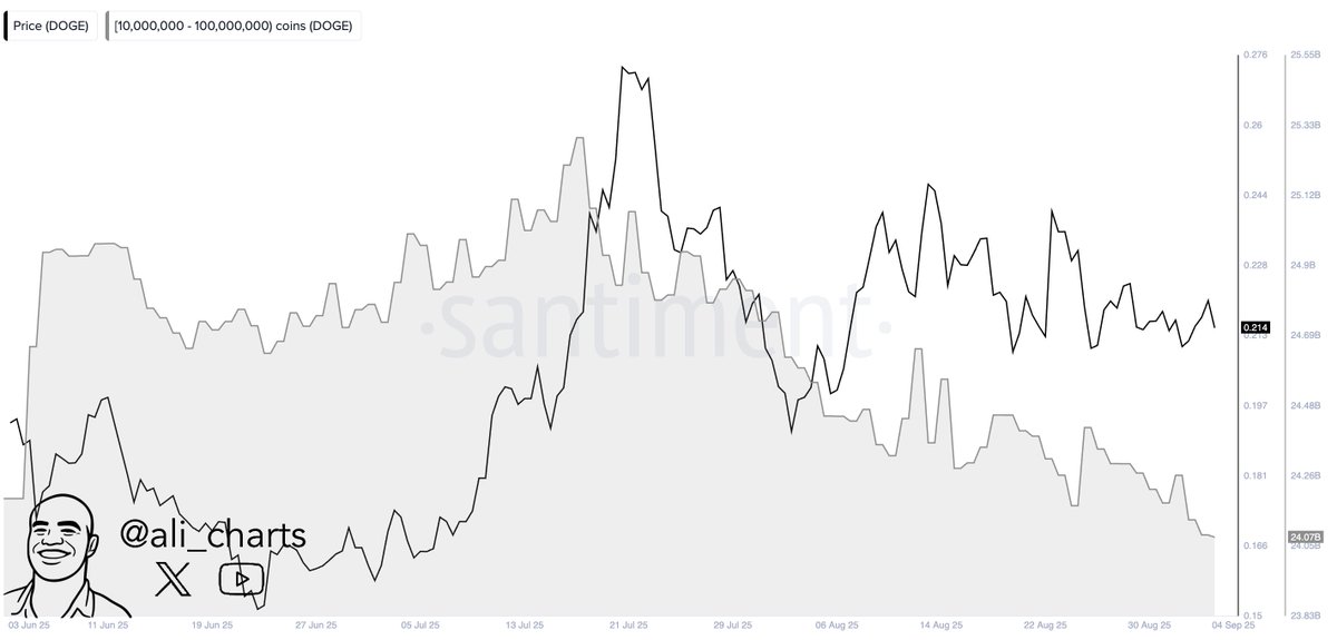 DOGE whale activity. Source: Ali on X